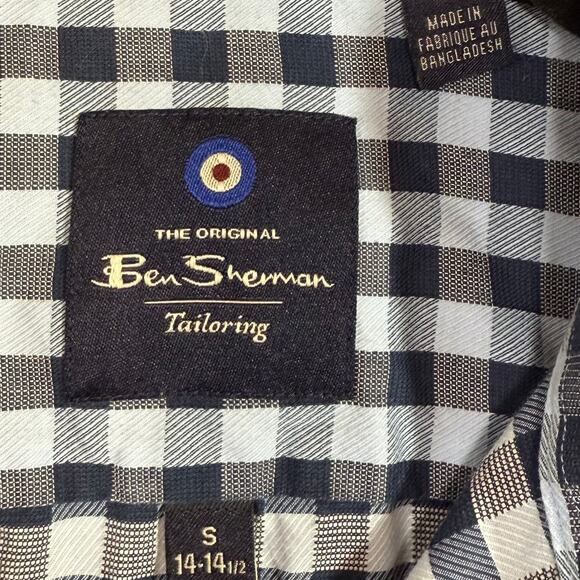 Ben Sherman S 14-14.5 32-33 Gingham Plaid Blue Button Down Shirt Preppy Formal - Picture 4 of 10